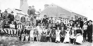 Workers outside the Australian Tesselated Tile Company